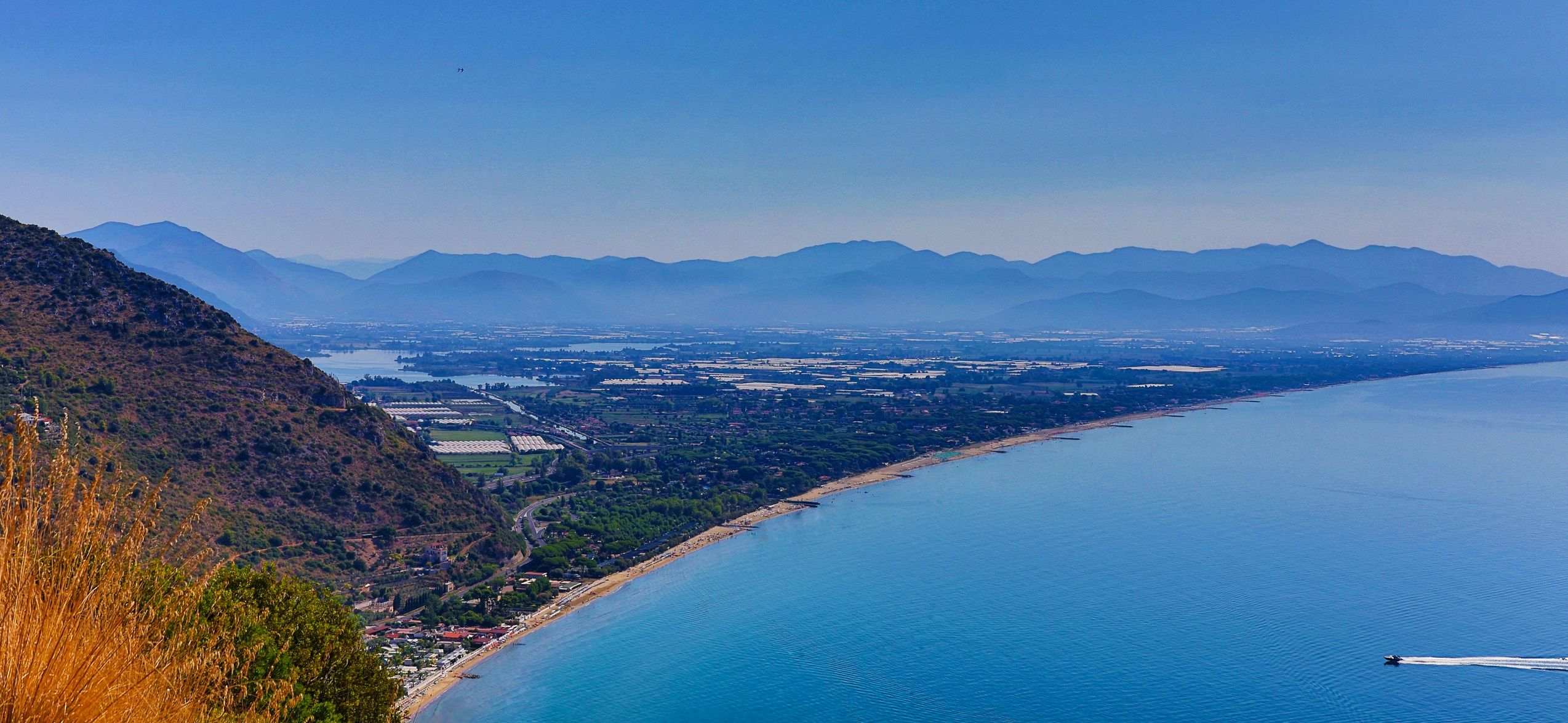 Aerial coastline view representing a coastal destination